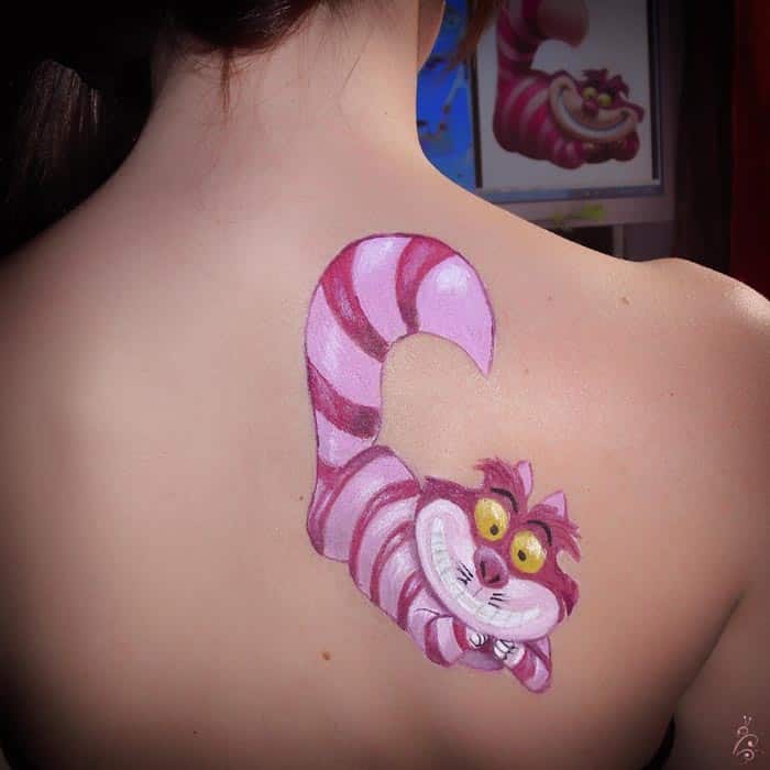 tatoo temporal - gato cheshire - aquacolor - lápiz creativo