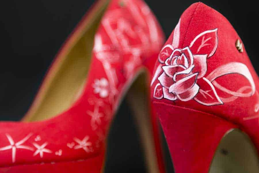 Zapatos rojos pintados a mano - Zapatos de novia - zapatos personalizados - lápiz creativo