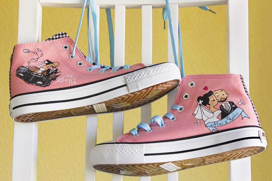 Zapatillas de boda - pintado a mano- converse personalizadas - lápiz creativo