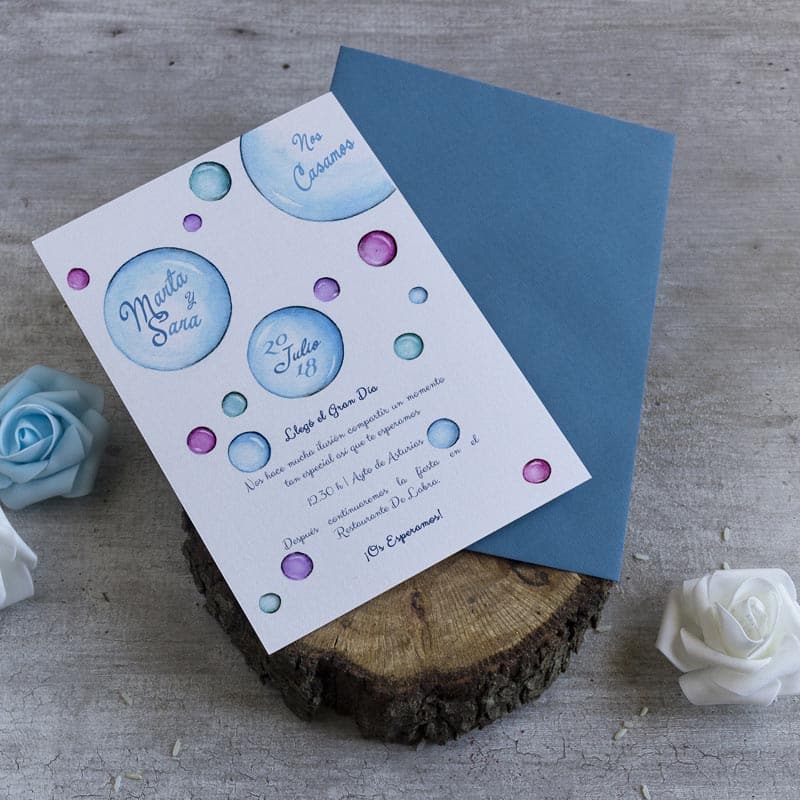 Invitaciones de boda- tarjetas- burbujas- lapiz creativo