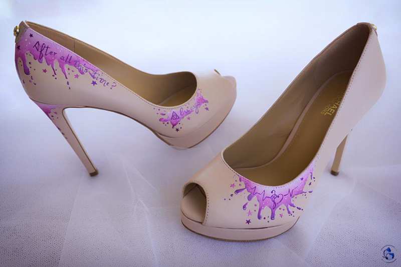 Zapatos de Tacón de Anna Field. Pintados a mano, inspirados en el musical de La La Land.